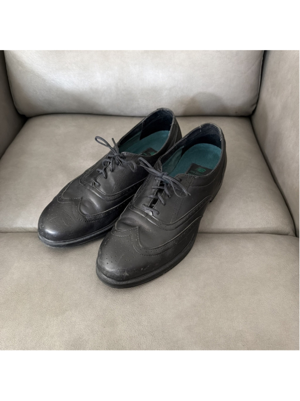VINTAGE MEN’S NEW BALANCE OXFORD LEATHER SHOES DRESS SIZE 11 2E WIDTH BLACK 70s